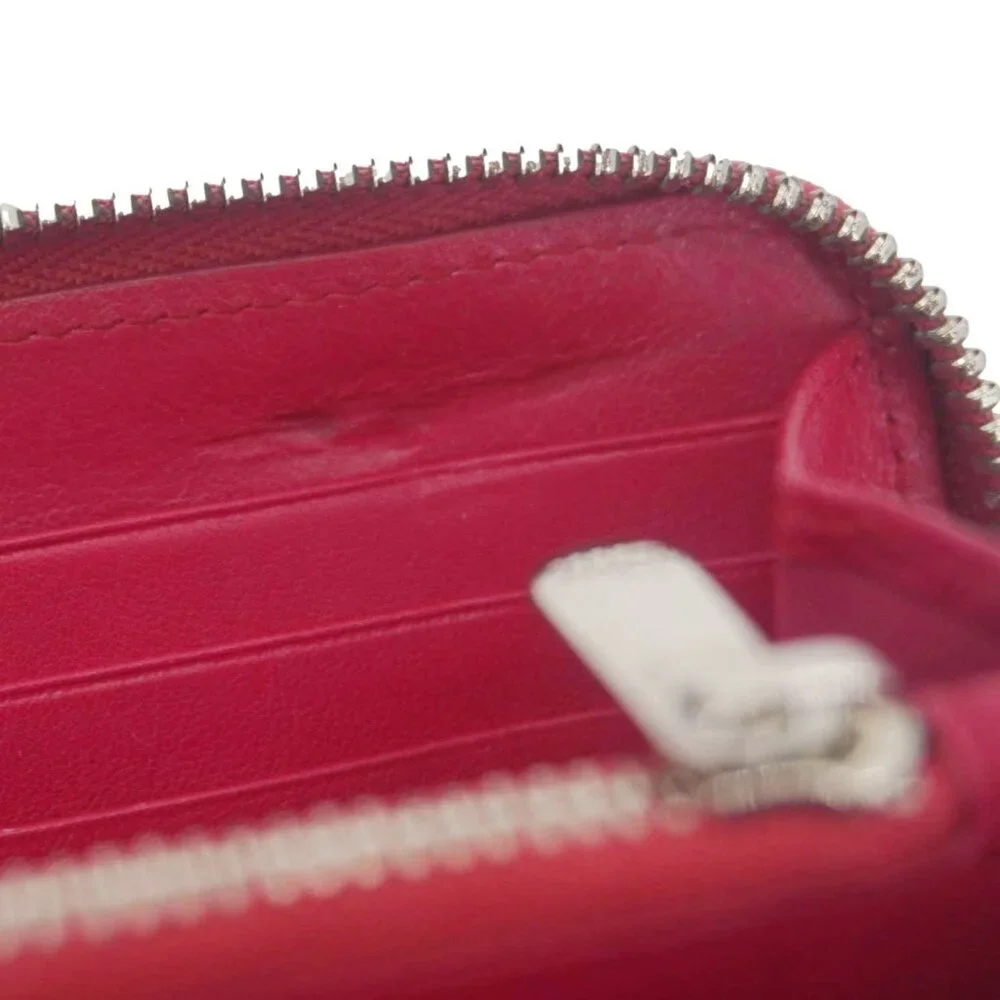 Christian Dior Lady Dior Patent Leather Zippy Wallet Red